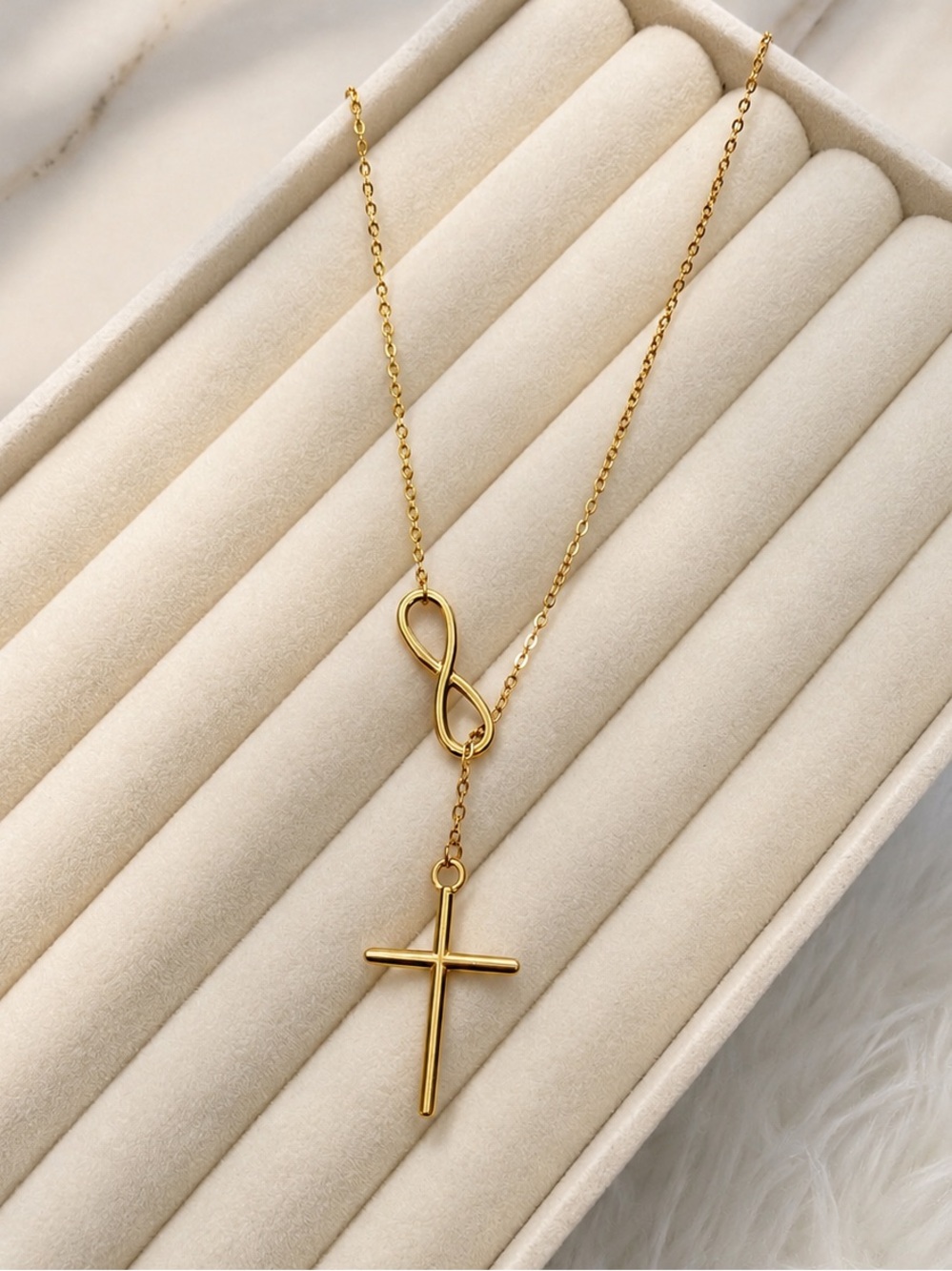 Gold Infinity Cross Necklace 316 Stainless Steel Faith Jewelry | Gift for Her